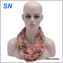 2015 Fashion Flower Print Thin Infinity Scarf